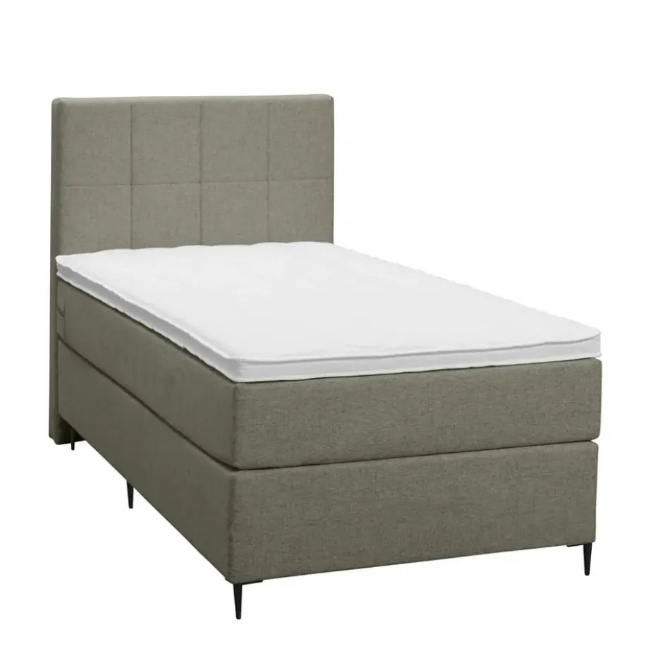 Boxspring Liv geblokt - groen - 90x200 cm - slanke poot