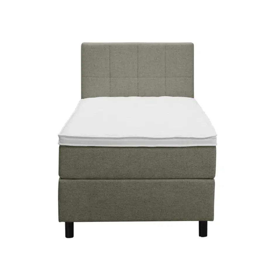 Boxspring Liv geblokt - groen - 90x200 cm - ronde poot