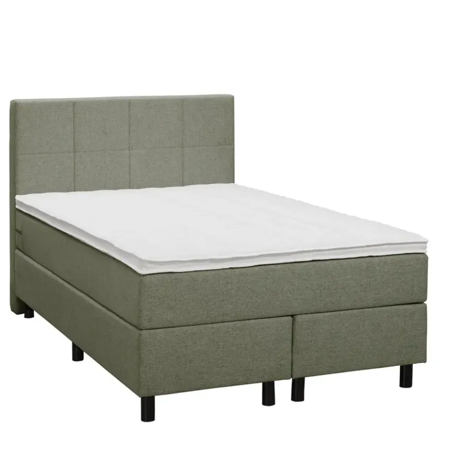 Boxspring Liv geblokt - groen - 120x200 cm - ronde poot