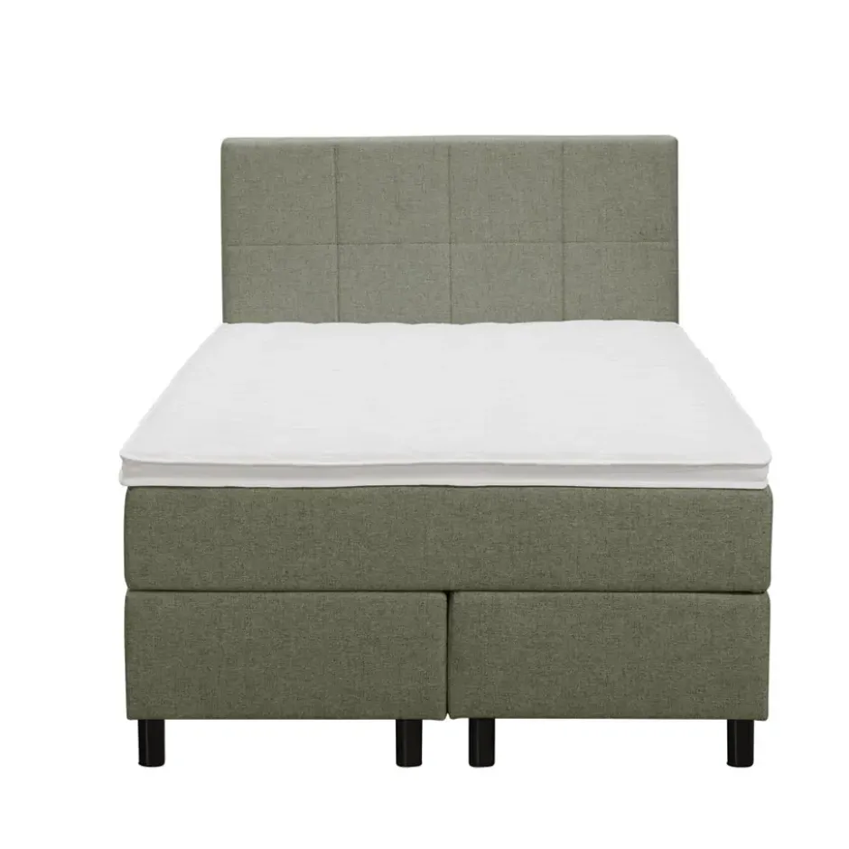 Boxspring Liv geblokt - groen - 120x200 cm - ronde poot
