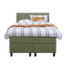 Boxspring Liv geblokt - groen - 120x200 cm - ronde poot