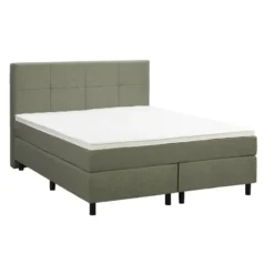 Boxspring Liv geblokt - groen - 140x200 cm - ronde poot
