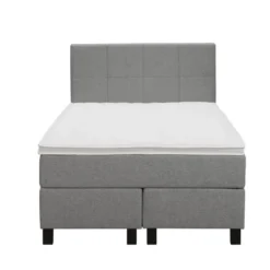 Boxspring Liv geblokt - lichtgrijs - 120x200 cm - vierkante poot