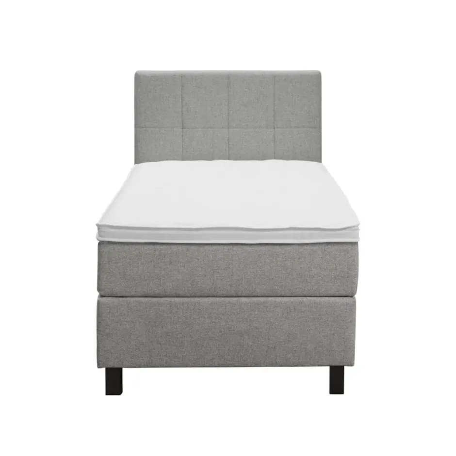 Boxspring Liv geblokt - lichtgrijs - 90x200 cm - vierkante poot