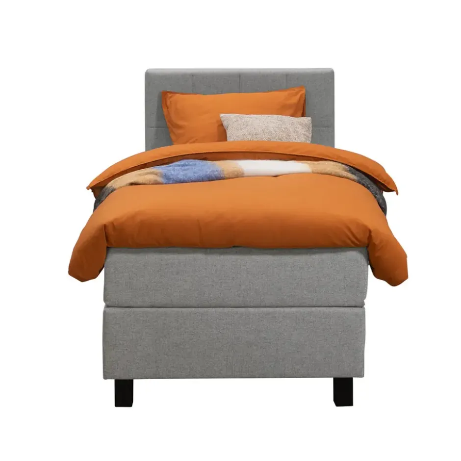 Boxspring Liv geblokt - lichtgrijs - 90x200 cm - vierkante poot