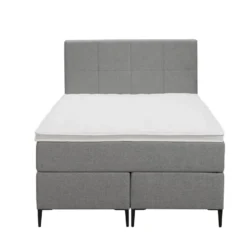 Boxspring Liv geblokt - lichtgrijs - 120x200 cm - slanke poot