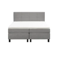 Boxspring Liv geblokt - lichtgrijs - 160x200 cm - vierkante poot