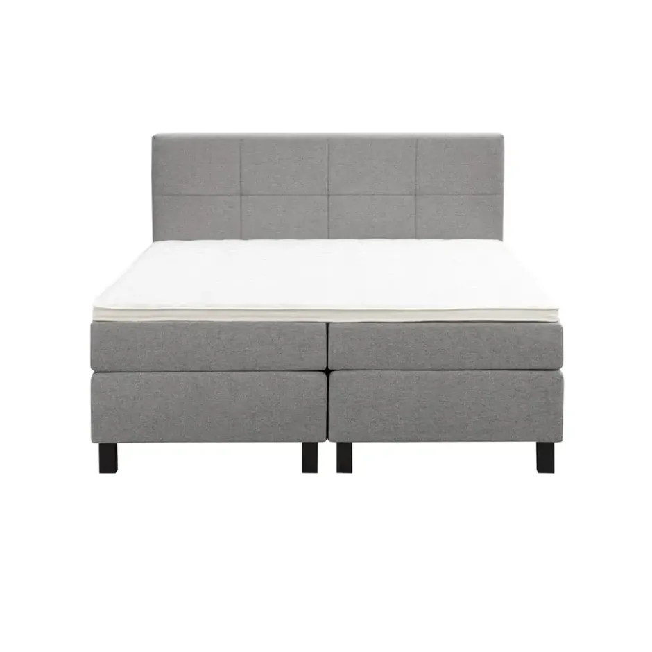 Boxspring Liv geblokt - lichtgrijs - 160x200 cm - vierkante poot