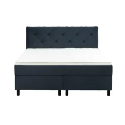 Boxspring Liv geruit - blauw - 140x200 cm - ronde poot