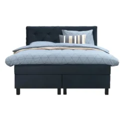 Boxspring Liv geruit - blauw - 140x200 cm - vierkante poot