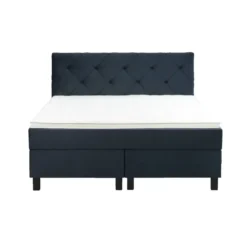 Boxspring Liv geruit - blauw - 140x200 cm - vierkante poot