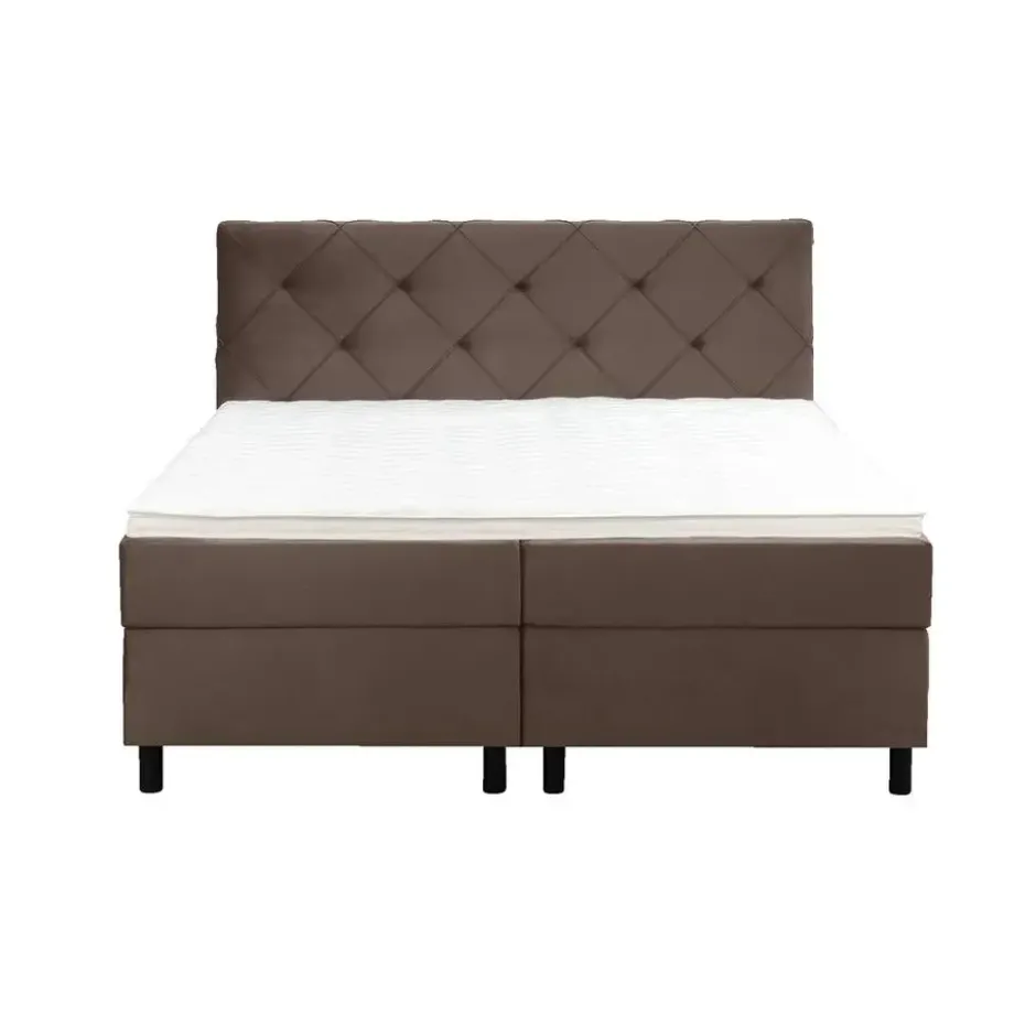 Boxspring Liv geruit - bruin - 180x200 cm - ronde poot