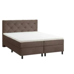 Boxspring Liv geruit - bruin - 180x200 cm - ronde poot