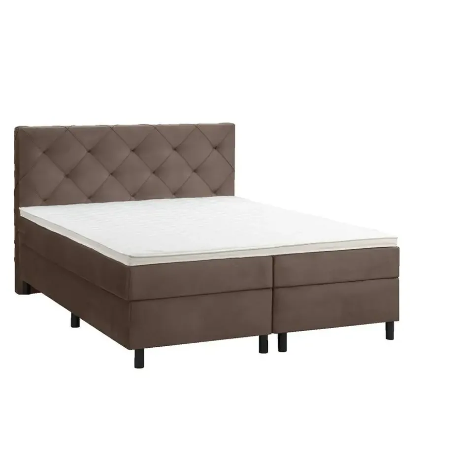 Boxspring Liv geruit - bruin - 180x200 cm - ronde poot