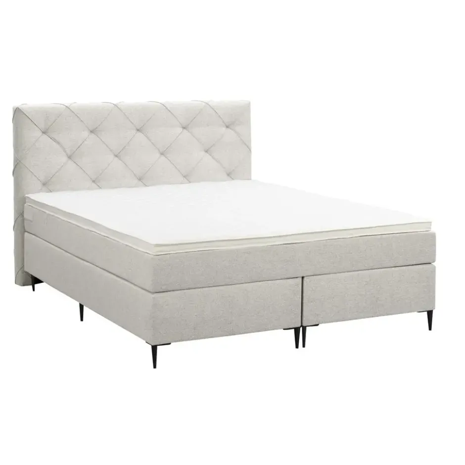 Boxspring Liv geruit - ecru - 140x200 cm - slanke poot