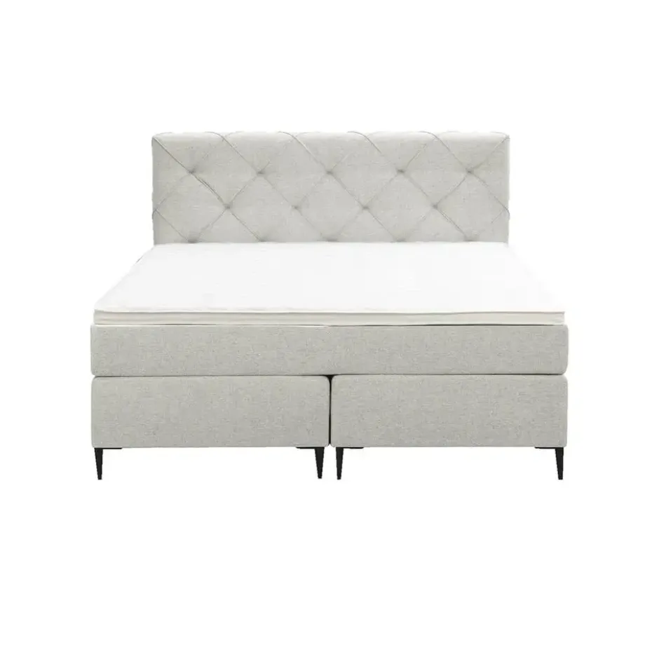 Boxspring Liv geruit - ecru - 140x200 cm - slanke poot