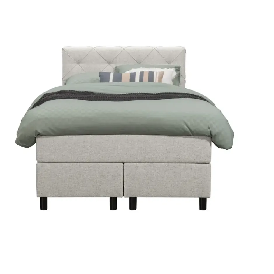 Boxspring Liv geruit - ecru - 120x200 cm - ronde poot