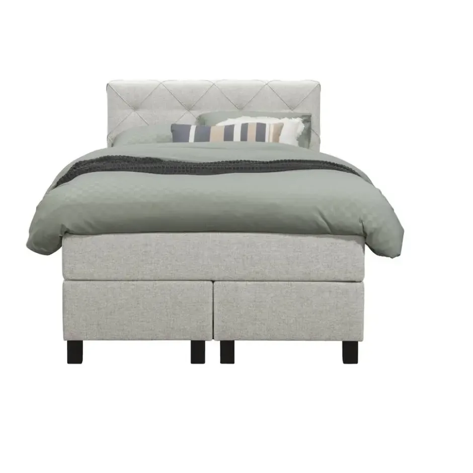 Boxspring Liv geruit - ecru - 120x200 cm - vierkante poot