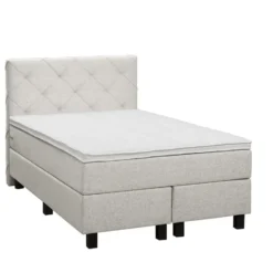 Boxspring Liv geruit - ecru - 120x200 cm - vierkante poot