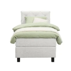 Boxspring Liv geruit - ecru - 90x200 cm - vierkante poot