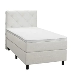 Boxspring Liv geruit - ecru - 90x200 cm - ronde poot