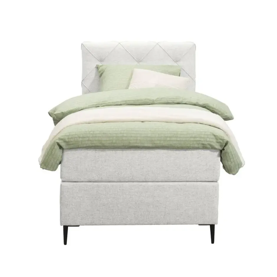 Boxspring Liv geruit - ecru - 90x200 cm - slanke poot