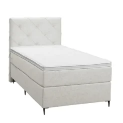 Boxspring Liv geruit - ecru - 90x200 cm - slanke poot