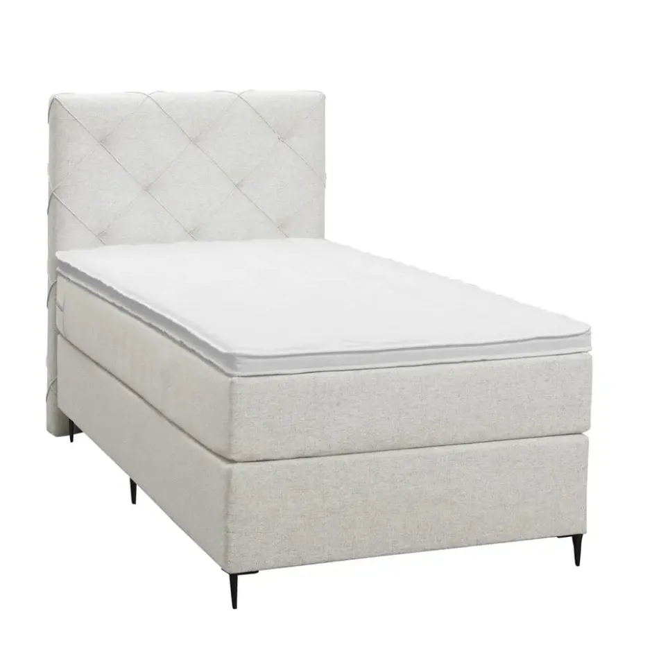 Boxspring Liv geruit - ecru - 90x200 cm - slanke poot
