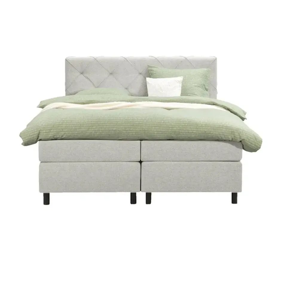 Boxspring Liv geruit - ecru - 160x200 cm - ronde poot