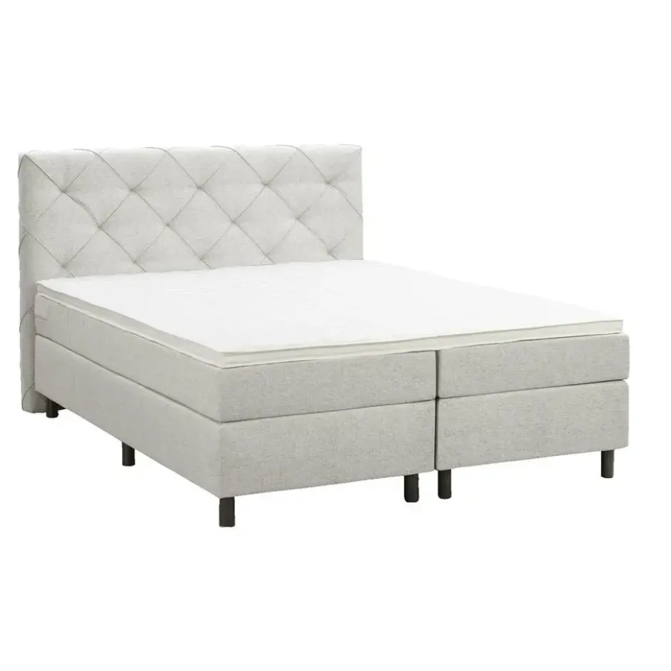 Boxspring Liv geruit - ecru - 160x200 cm - ronde poot