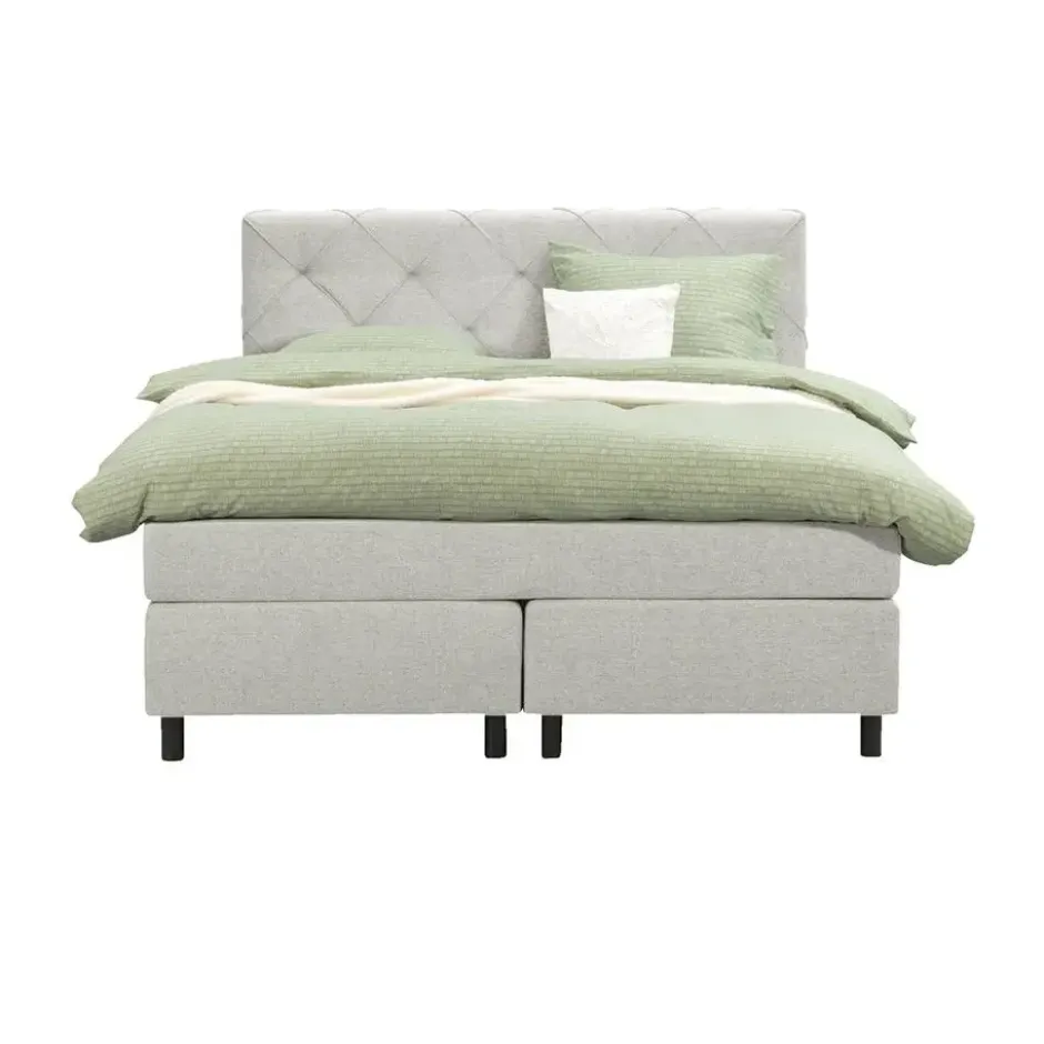 Boxspring Liv geruit - ecru - 140x200 cm - ronde poot