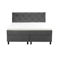 Boxspring Liv geruit - grijs - 140x200 cm - ronde poot
