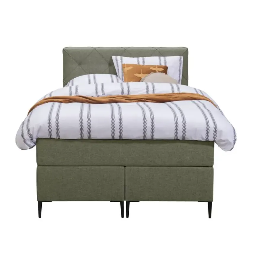 Boxspring Liv geruit - groen - 120x200 cm - slanke poot