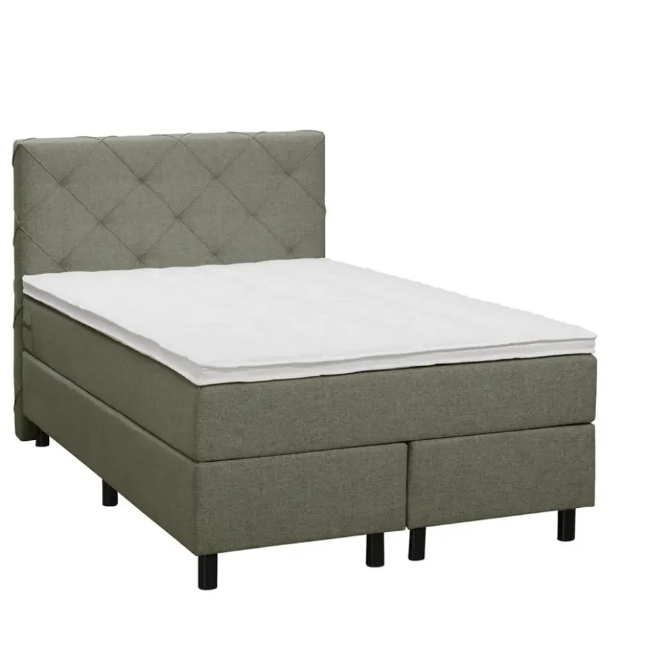Boxspring Liv geruit - groen - 120x200 cm - ronde poot