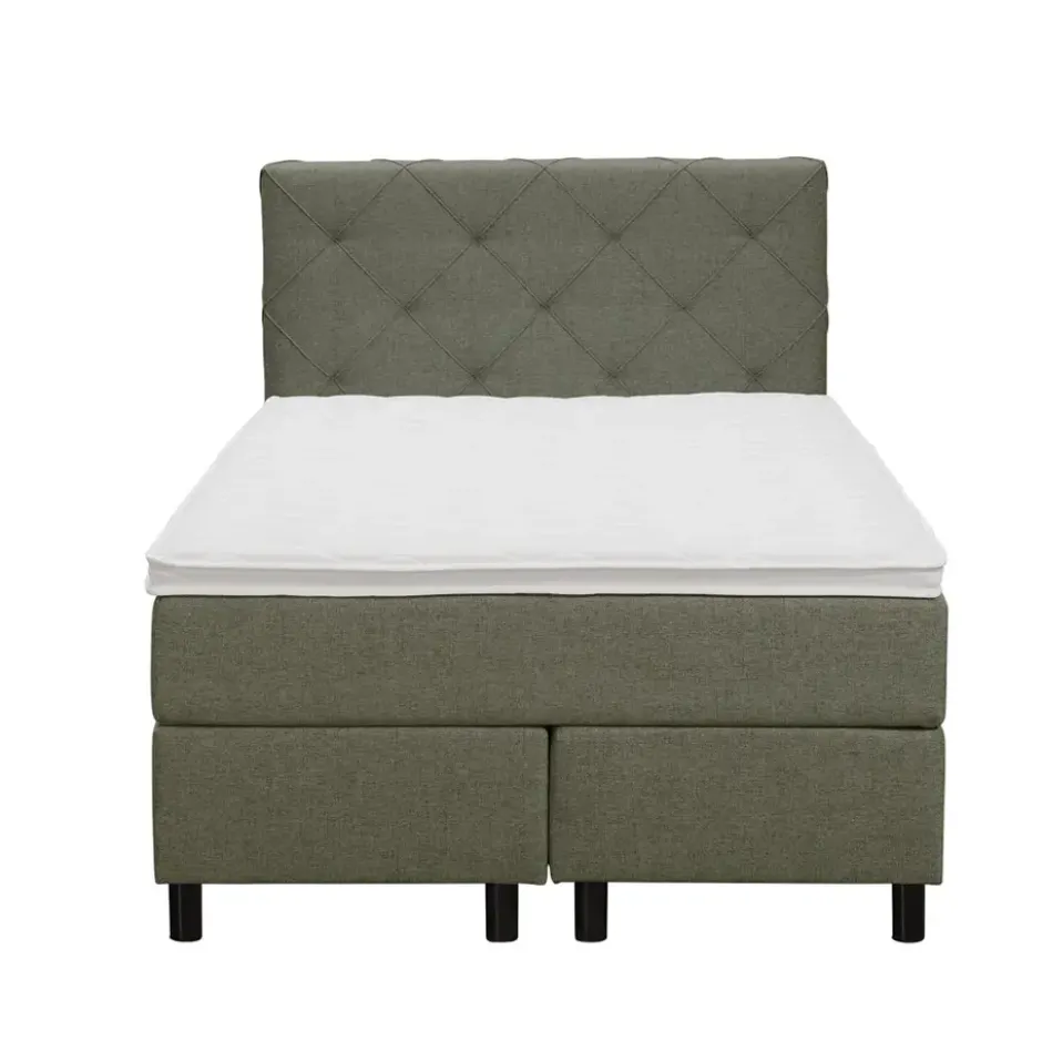 Boxspring Liv geruit - groen - 120x200 cm - ronde poot