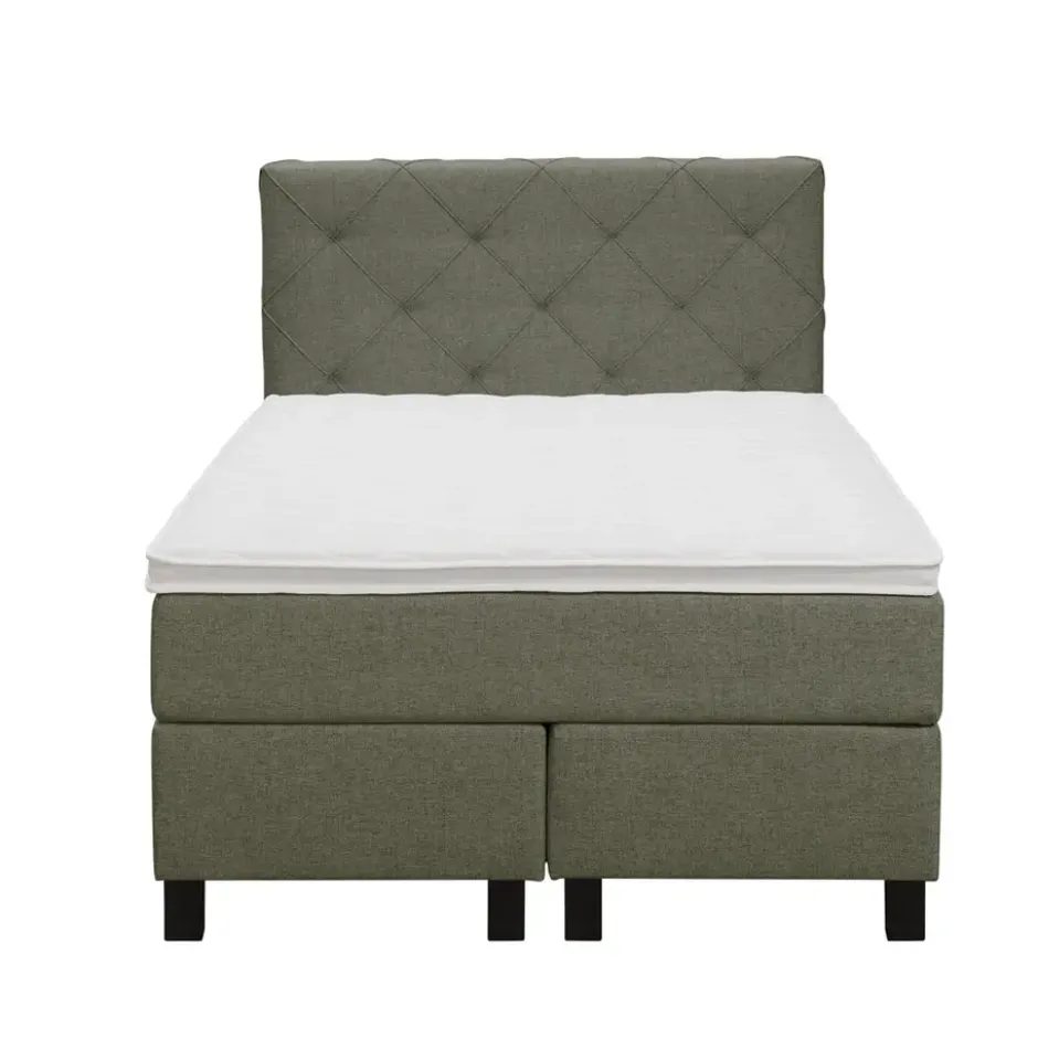 Boxspring Liv geruit - groen - 120x200 cm - vierkante poot
