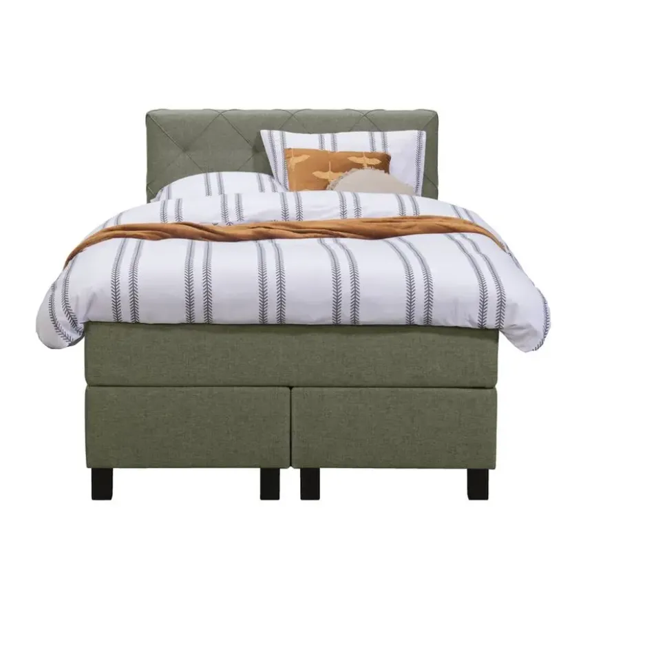 Boxspring Liv geruit - groen - 120x200 cm - vierkante poot