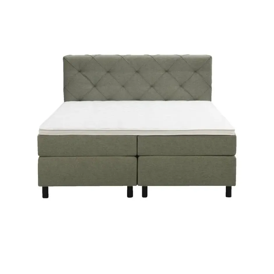 Boxspring Liv geruit - groen - 180x200 cm - ronde poot