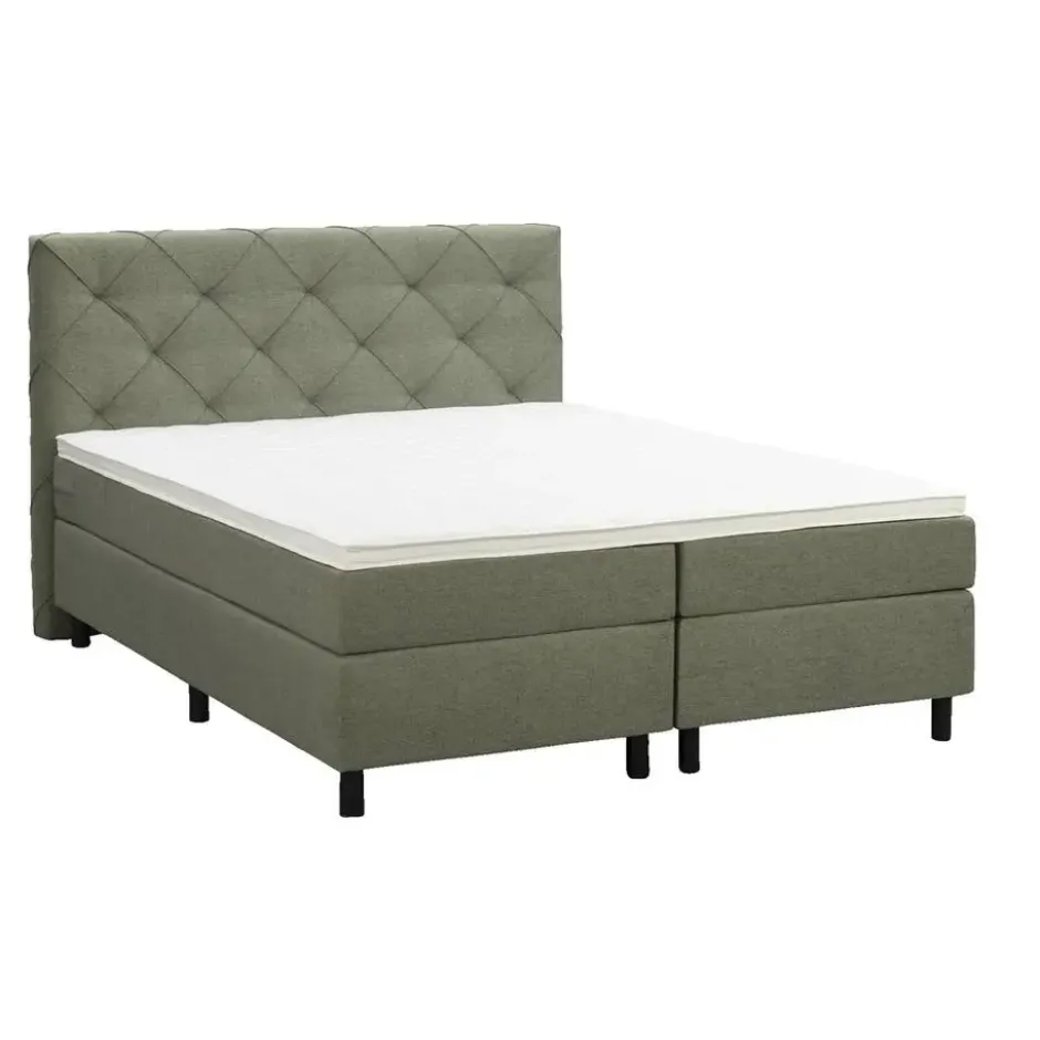 Boxspring Liv geruit - groen - 180x200 cm - ronde poot