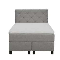 Boxspring Liv geruit - lichtgrijs - 120x200 cm - vierkante poot