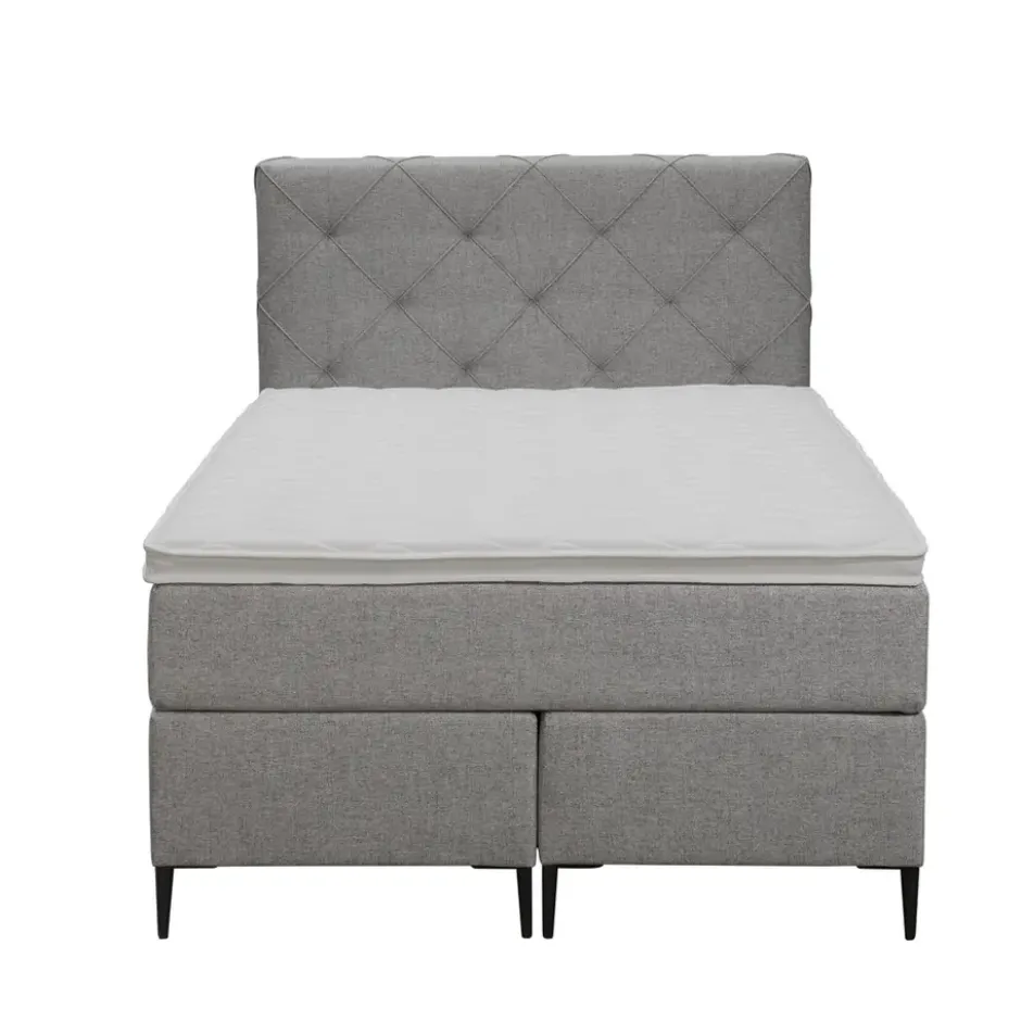 Boxspring Liv geruit - lichtgrijs - 120x200 cm - slanke poot