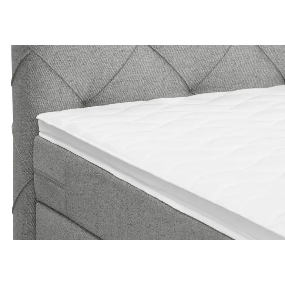 Boxspring Liv geruit - lichtgrijs - 120x200 cm - slanke poot