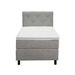 Boxspring Liv geruit - lichtgrijs - 90x200 cm - ronde poot