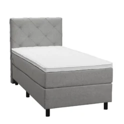 Boxspring Liv geruit - lichtgrijs - 90x200 cm - ronde poot