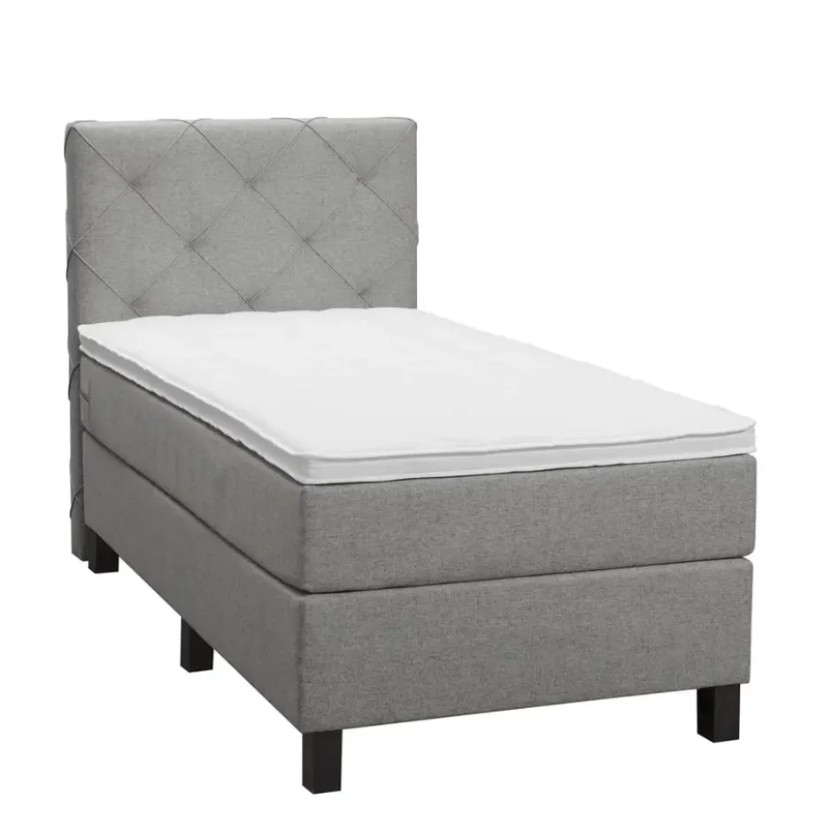 Boxspring Liv geruit - lichtgrijs - 90x200 cm - vierkante poot