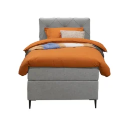 Boxspring Liv geruit - lichtgrijs - 90x200 cm - slanke poot