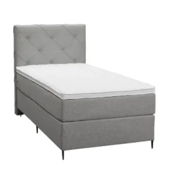 Boxspring Liv geruit - lichtgrijs - 90x200 cm - slanke poot