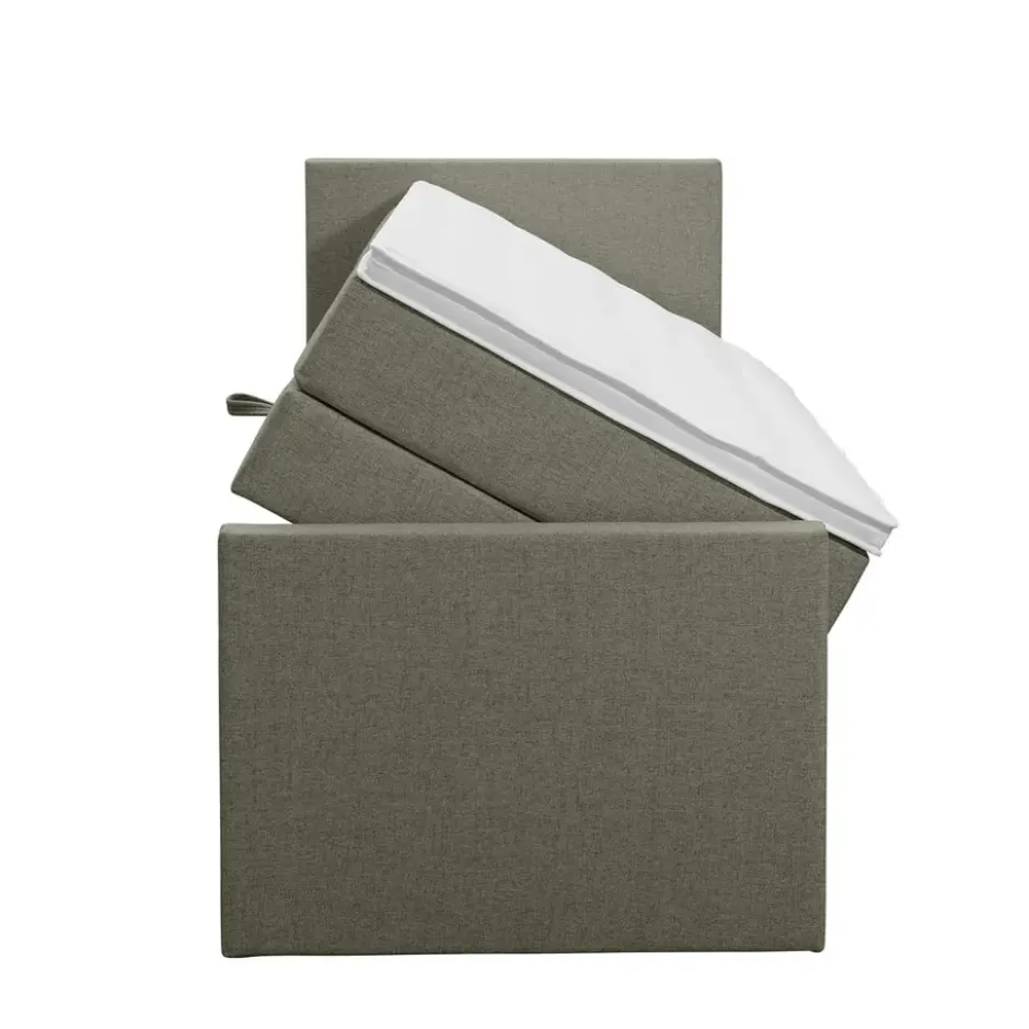 Boxspring met opbergruimte en voetbord Liv egaal - groen - 90x200cm