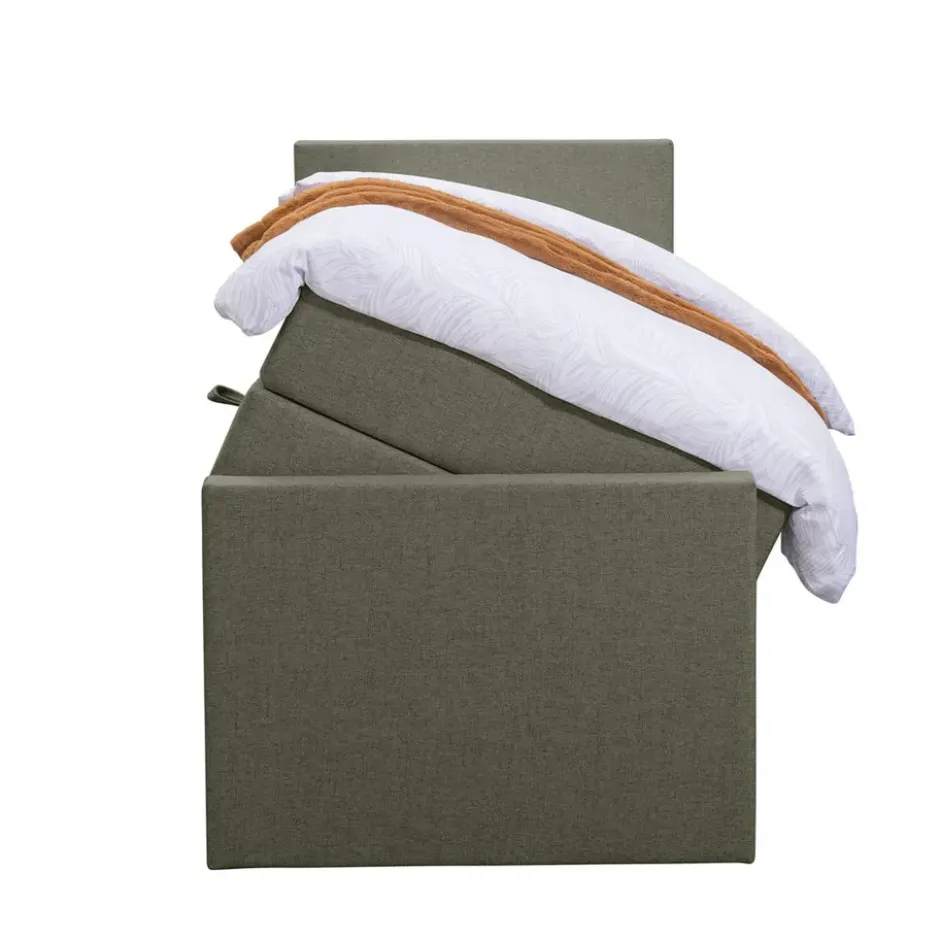 Boxspring met opbergruimte en voetbord Liv egaal - groen - 90x200cm