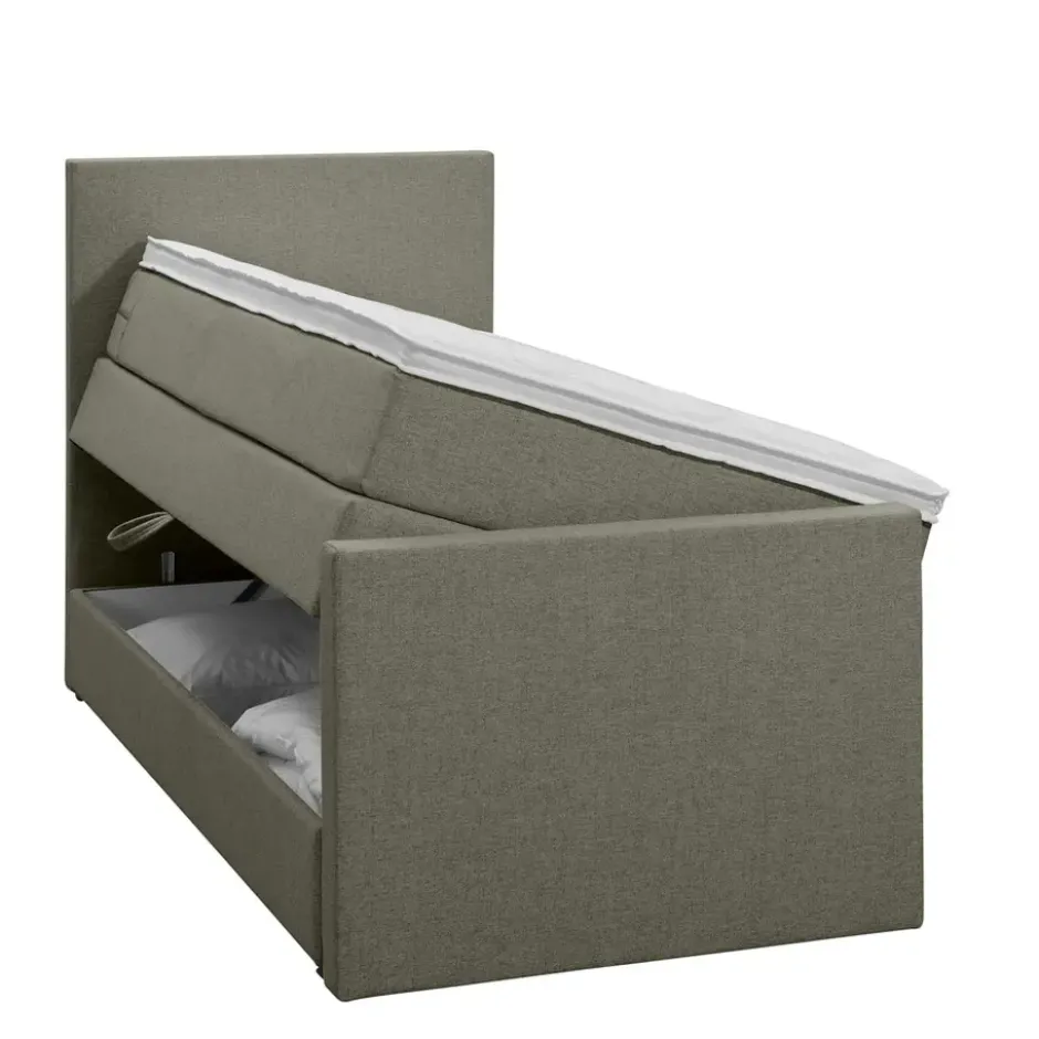 Boxspring met opbergruimte en voetbord Liv egaal - groen - 90x200cm